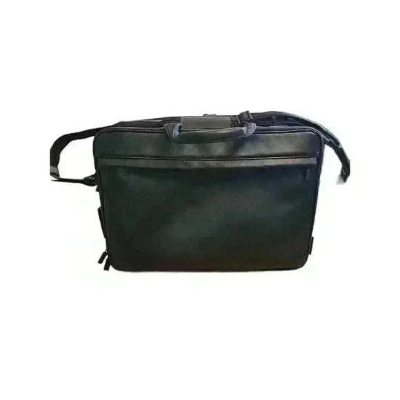 Hartmann Black Leather Expandable 3 Pocket Zip‎ Briefcase Shoulder Travel MINT - Picture 4 of 16